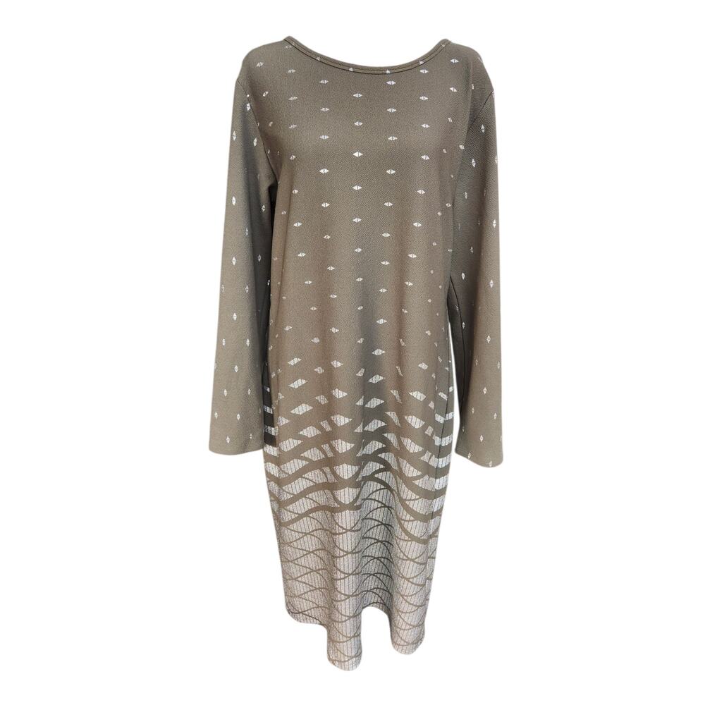 LuLaRoe Debbie Dress 3XL Plus Size Olive Green Long Sleeve A-Line Midi